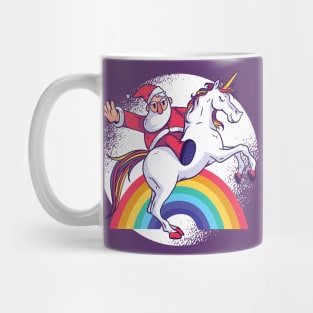 Santa Riding A Unicorn with Rainbow Mug